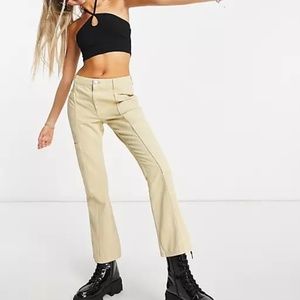 ASOS Low-rise flare jeans in beige